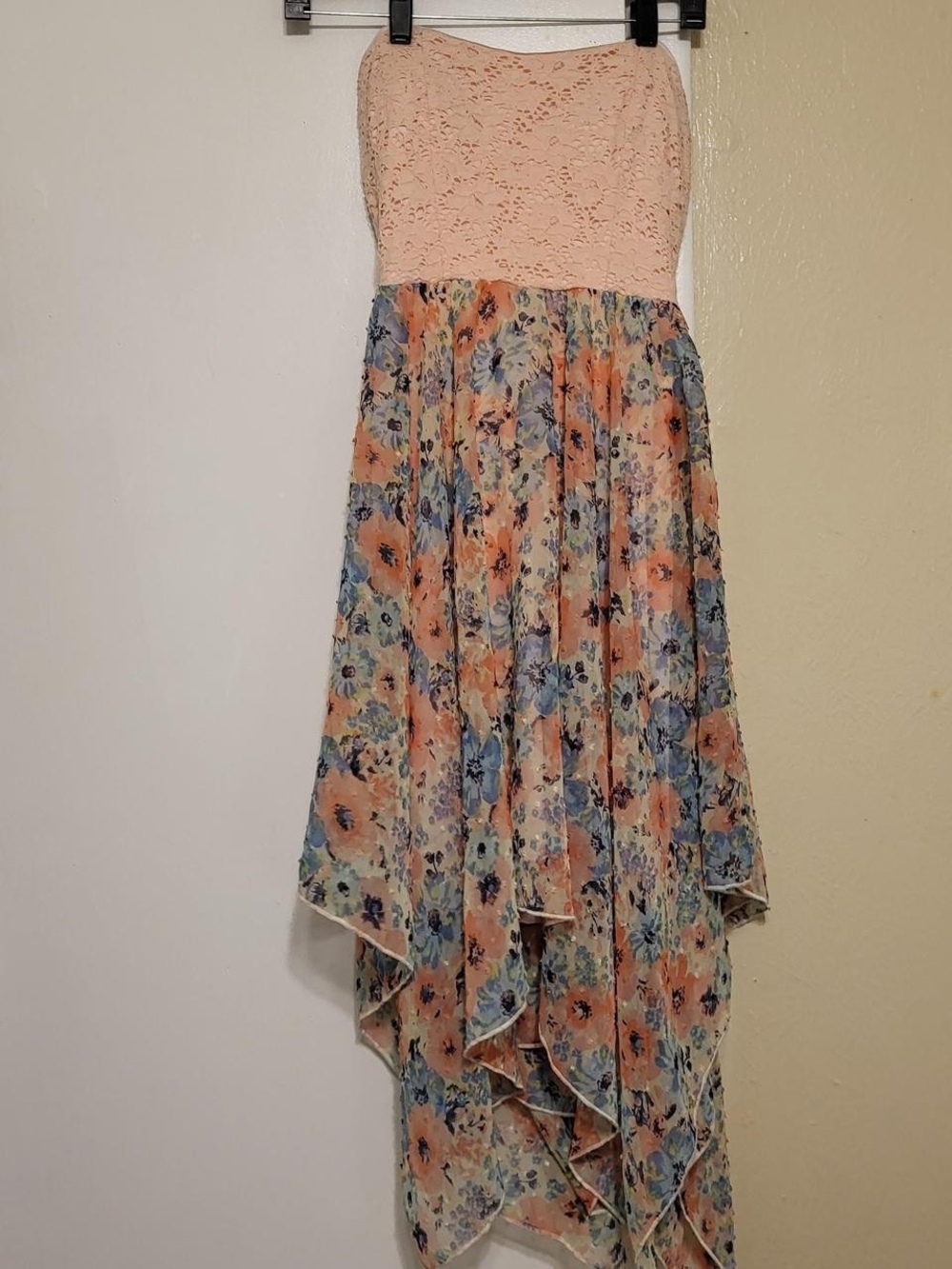 Floral Strapless Dress- Peach Floral